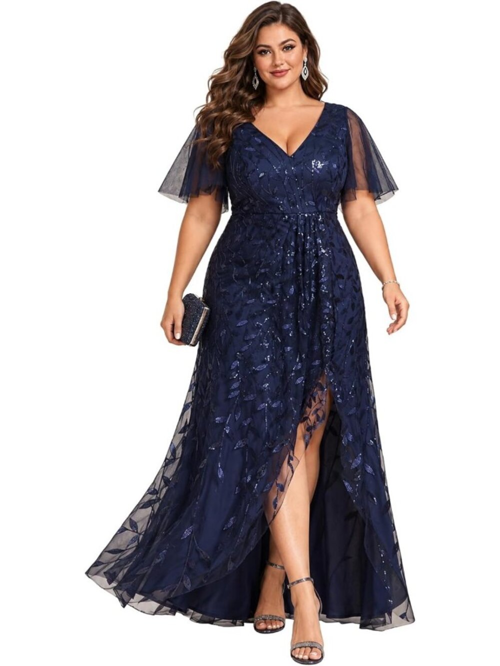 Plus Size Sequin High Low Evening Gown | Elegant Formal Dress for Special